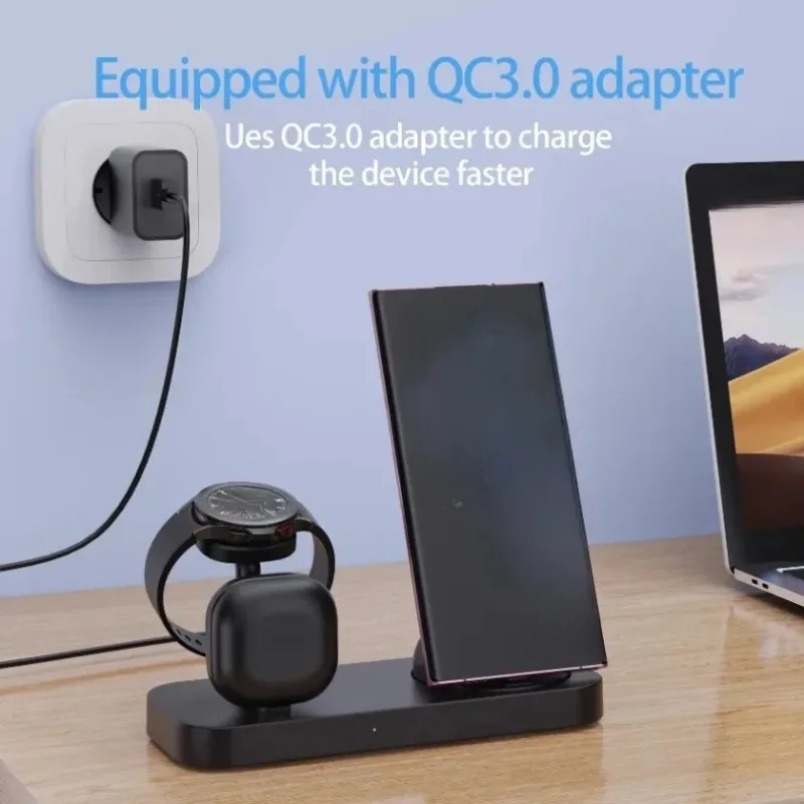 Pengisi Daya Nirkabel 3 in 1 D - Wireless Charger Watch ulasan dan harga